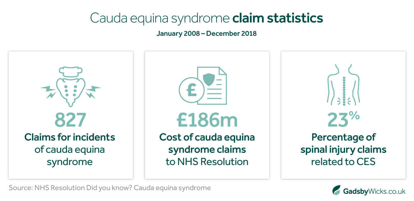 Statistics about cauda equina syndrome claims compensation taken from January 2008 to December 2018, source from NHS Resolution